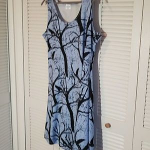 Blue tree print dress
